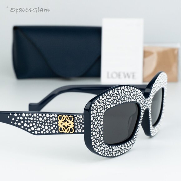 Loewe Men Sunglasses Crystal Blue Grey Rectangle LW4114IS 90A NEW AUTHENTIC - Picture 4 of 9